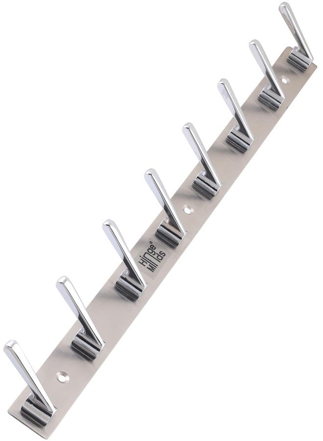 HingeMinds Stainless Steel Cloth Hanger for Wall, Clothes Hook Hangers Door Mounted, Bathroom Hooks for Hanging Towel, Wall Mount Shirt Hangers, Dress Holder Hooks - 8 Pin-XL, Pack of 1, Silver - Image 1